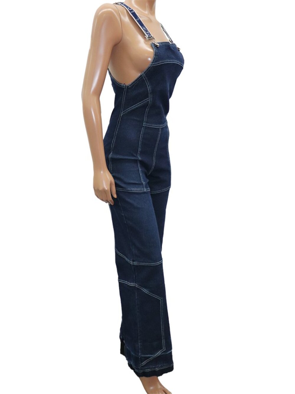 RARE LOGIK 90s Denim Jumpsuit Flared Wide Leg Overalls Canada 28 - Picture 4 of 6